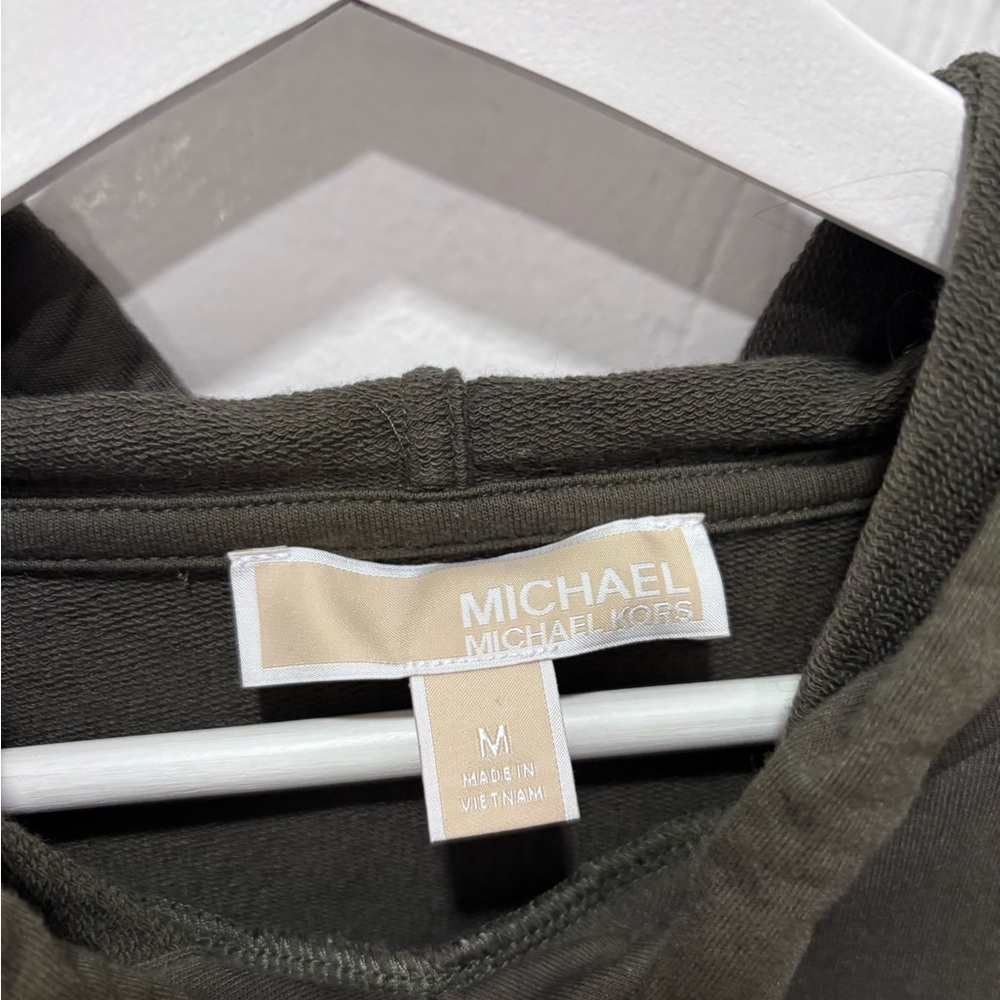 MICHAEL Michael Kors Olive Hooded Drawstring Pullover with Logo Charm - Picture 3 of 3
